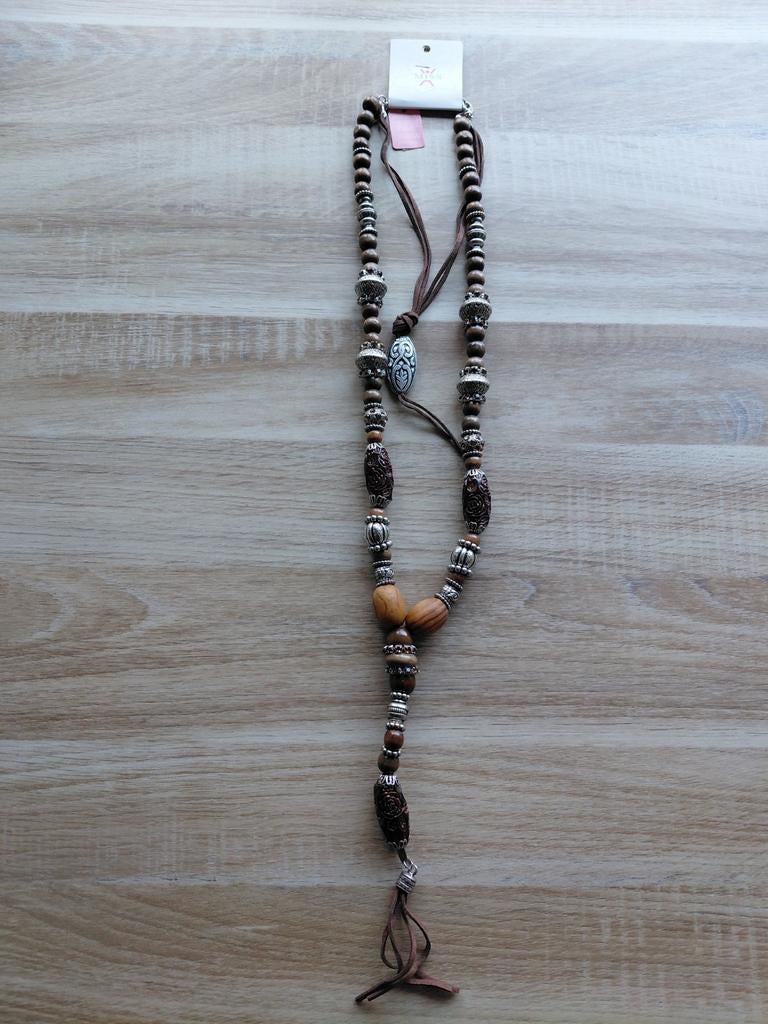 Miss X Houten Kralen Ketting - Nieuw met label, Ophalen of Verzenden, Nieuw, Bruin, Overige materialen