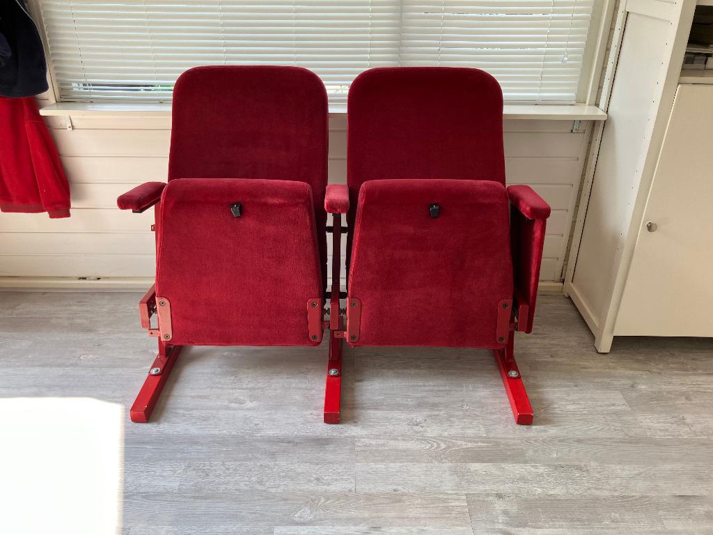 Theaterstoelen, Ophalen, Gebruikt, Twee, Stof