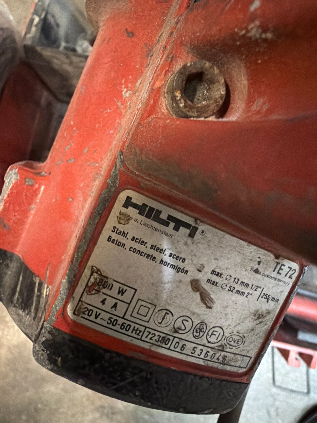 Hilti TE 72 Boor- en Breekhamer met Koffer, Doe-het-zelf en Verbouw, Gereedschap | Boormachines, Ophalen, Gebruikt, 600 watt of meer