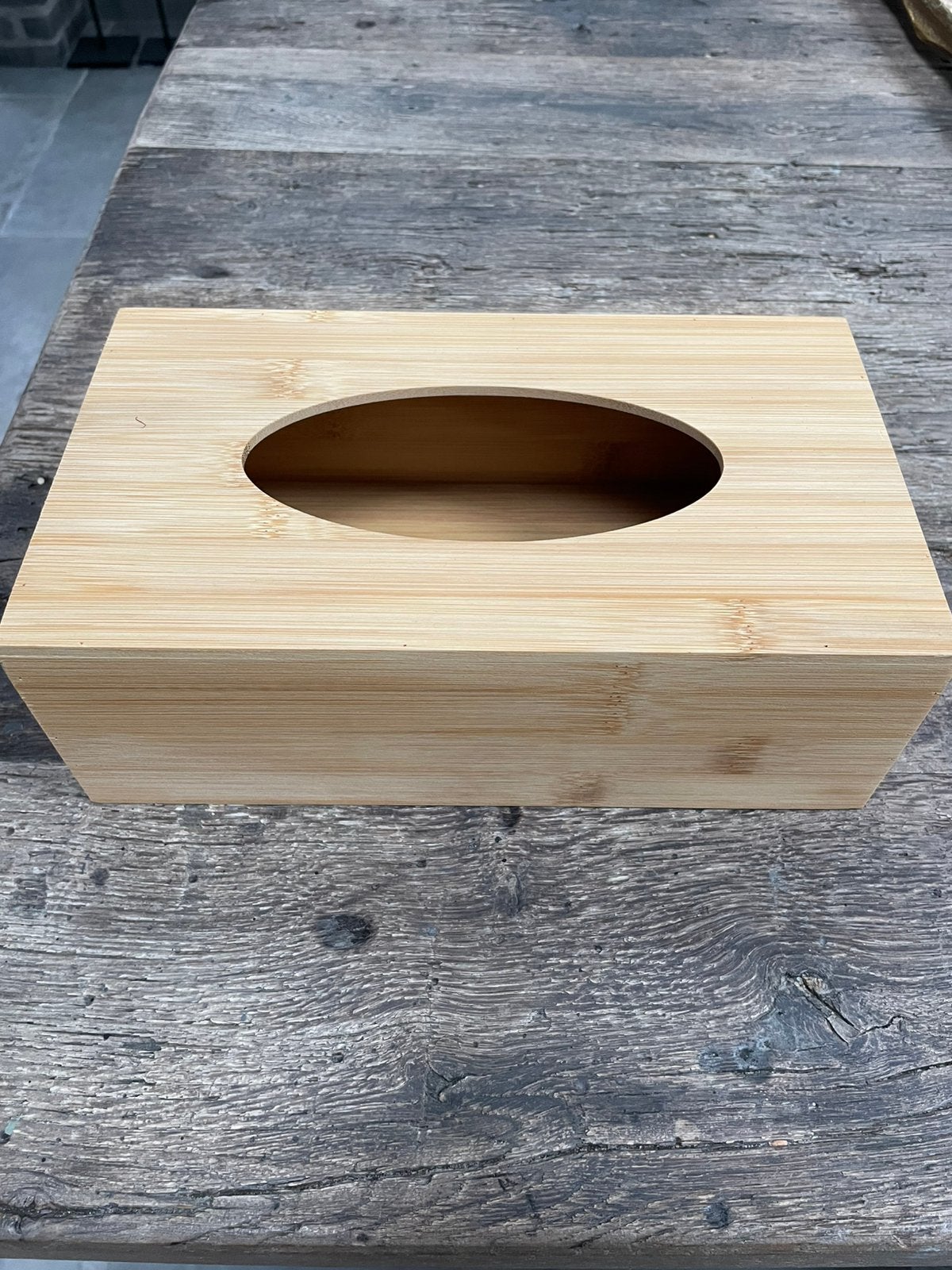 Nieuwe bamboe / hout tissuebox, Ophalen, Hout, Beige, Nieuw