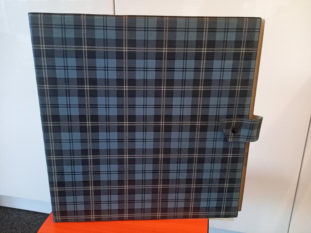 * Vintage vinyl lp platenmap blauw geruit (27) *, Ophalen of Verzenden, Gebruikt, Overige instrumenten