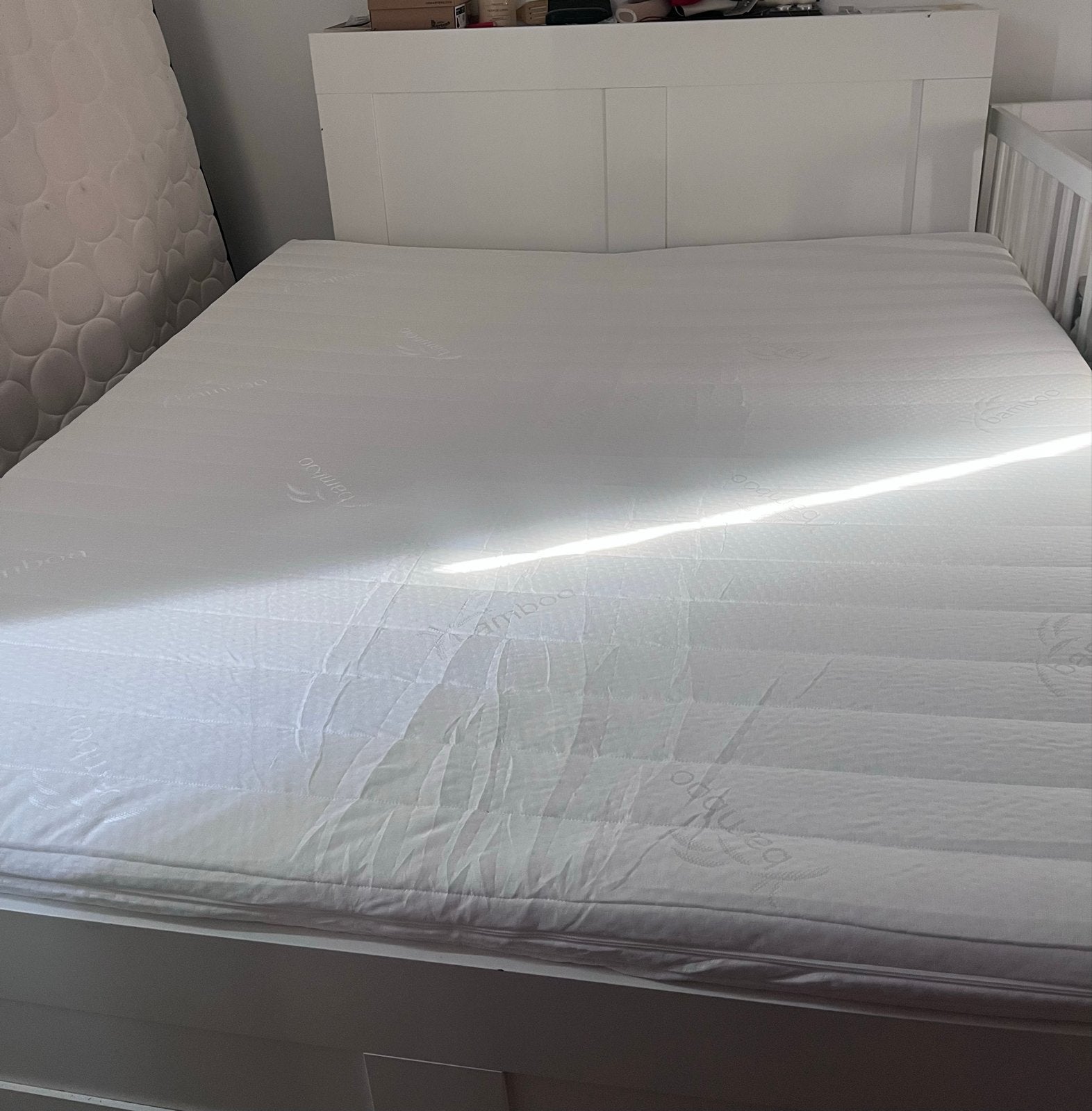 IKEA Brimnes bed met opbergruimte, Huis en Inrichting, Slaapkamer | Bedden, Ophalen, Gebruikt, Wit, Tweepersoons