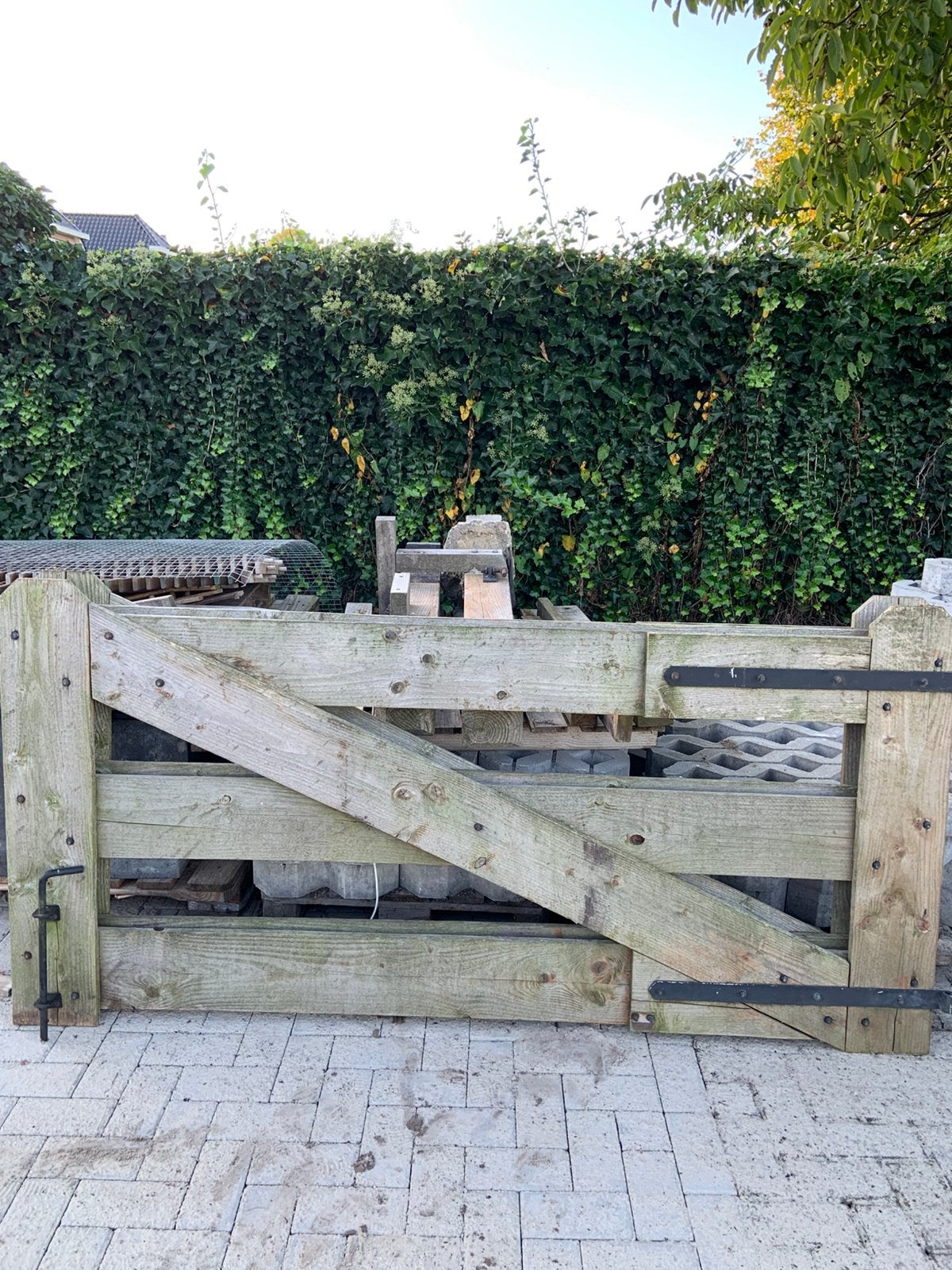 Landhek,  breed ongv. 420 m, Ophalen, Gebruikt, Hout, Tuinhek