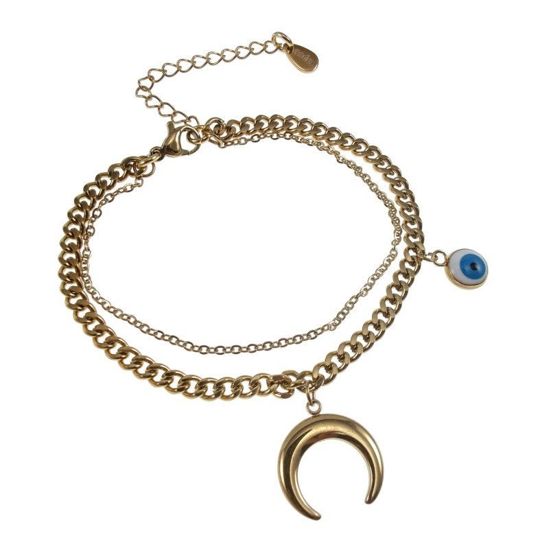 15cm tot 19cm Gelaagde Dubbele Armband Dames Verguld RVS, Staal, Birgitta-Gracht 33, 6465 EL Kerkrade, Nederland, Verzenden, Nieuw