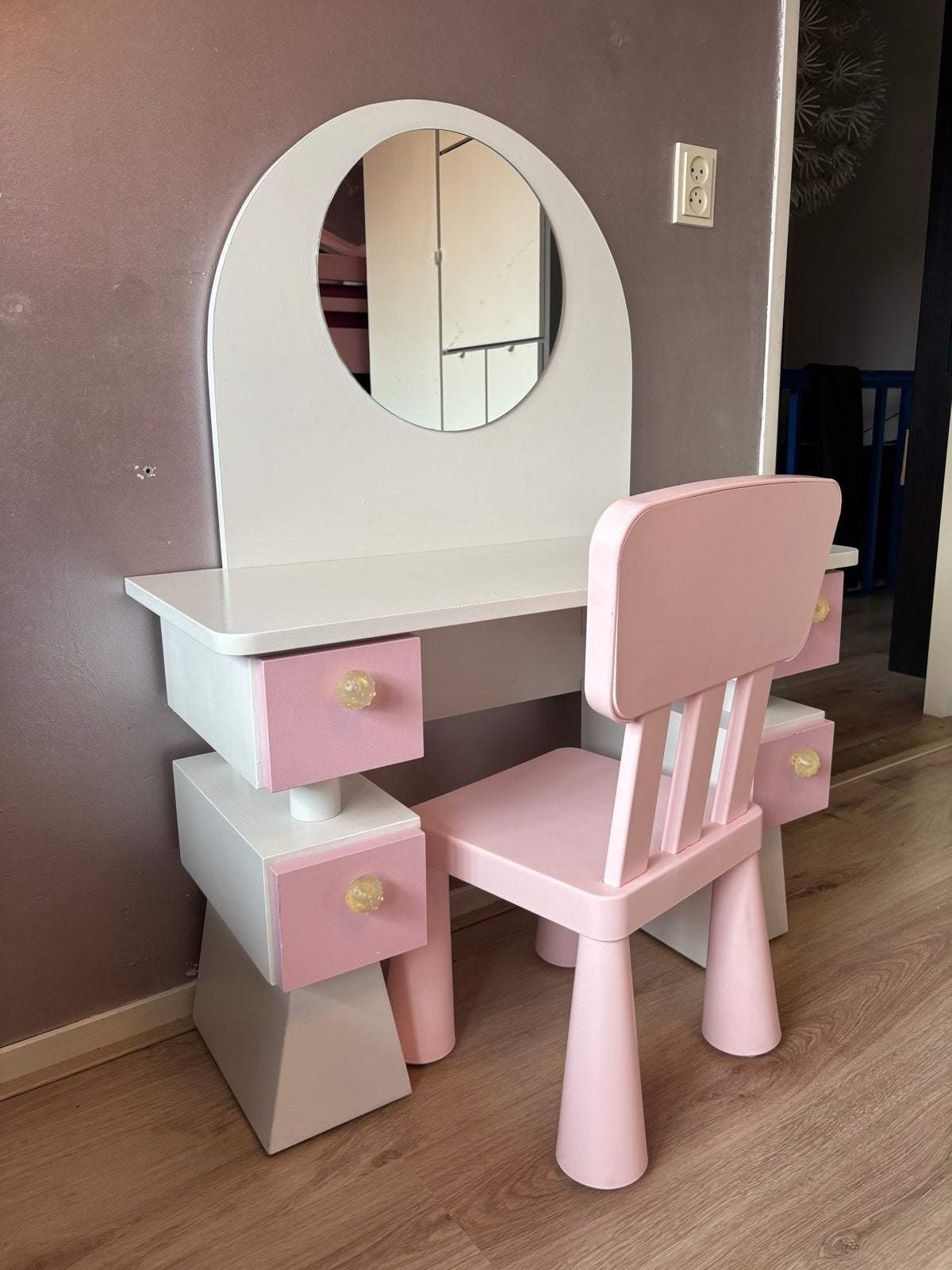 Prachtige kaptafel / bureautje met spiegel en lades, Kinderen en Baby's, Ophalen, Gebruikt, Tafel(s) en Stoel(en)