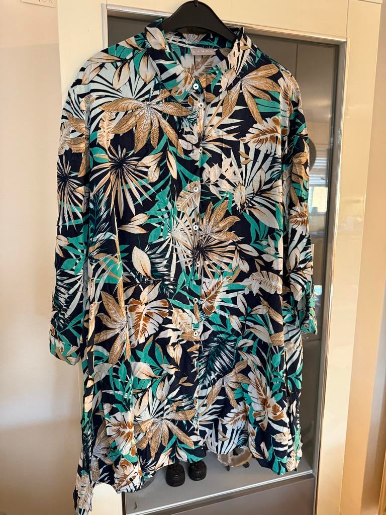 Canda Blouse met Tropische Print - Maat 50, Ophalen of Verzenden, Zo goed als nieuw, Groen, Blouse of Tuniek