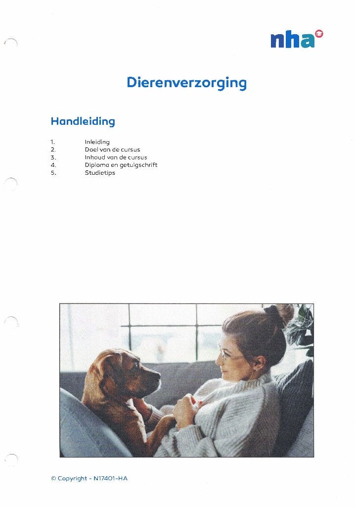 NHA CURSUS DIERENVERZORGING, Ophalen of Verzenden, Alpha, Nieuw, MBO