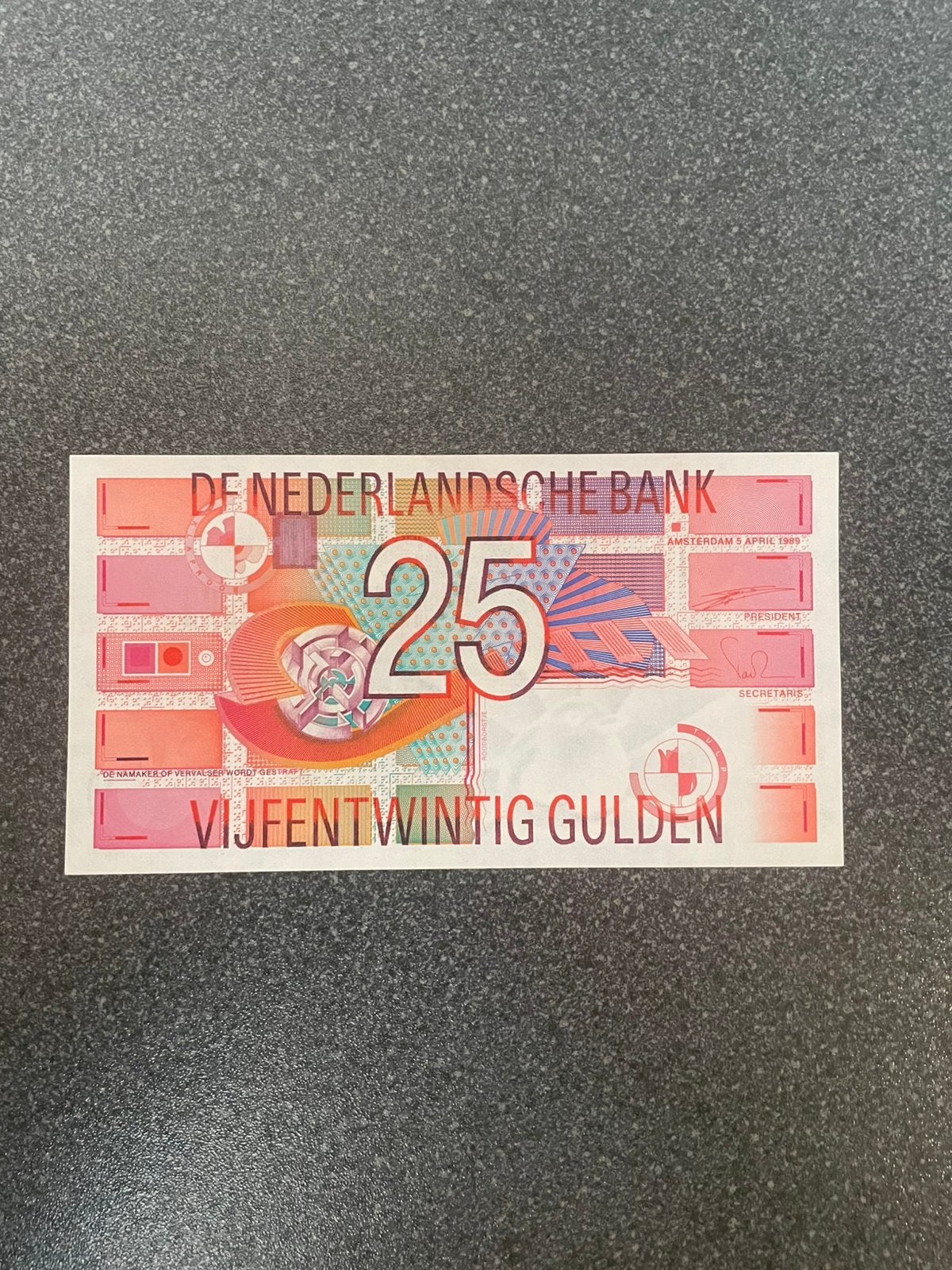 25 gld 1989 roodborstje UNC, Postzegels en Munten, Ophalen of Verzenden, 25 gulden
