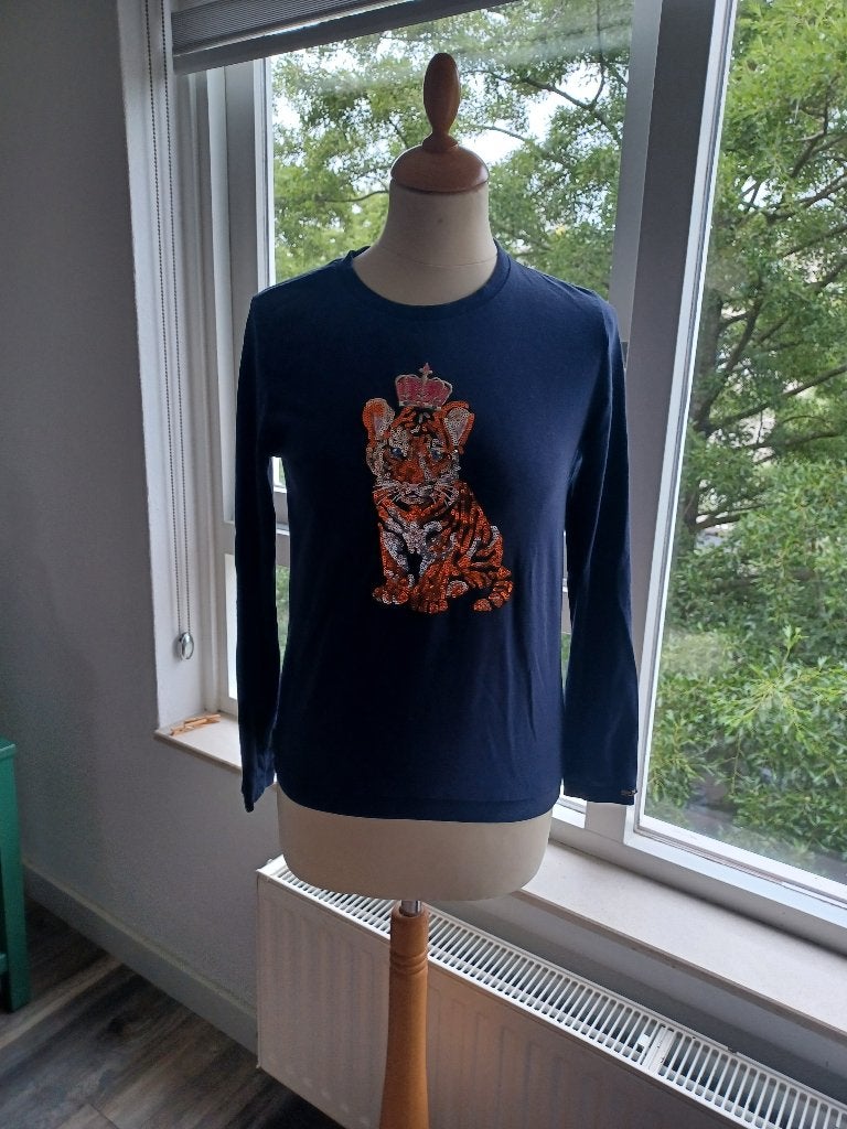 Leuke long sleeve shirt van WE met een tijger-welp, WE, Jongen of Meisje, Ophalen of Verzenden, Zo goed als nieuw