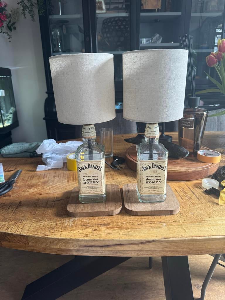 Set van 2 Jack Daniels Honey flessen lampen, Ophalen, Gebruikt