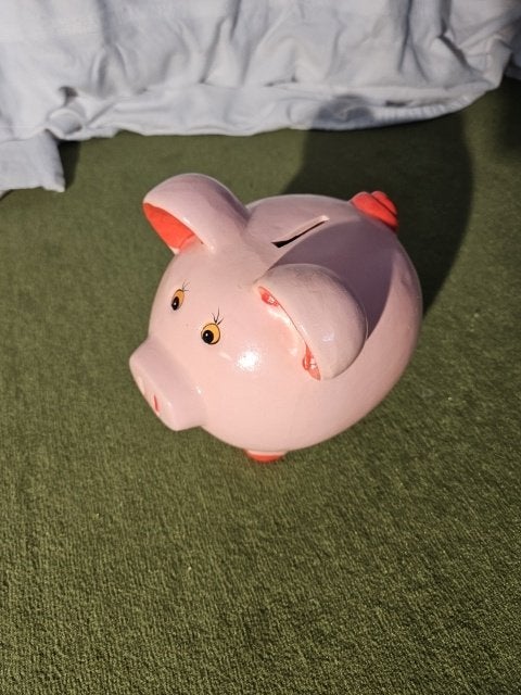 Roze spaarvarken keramiek, Ophalen, Gebruikt, Steen, Aardewerk of Keramiek, Dier