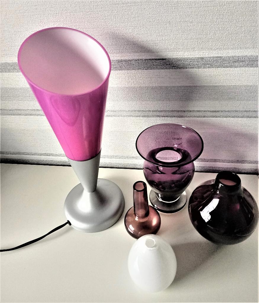 Vintage tafellamp - design lampen  w.o. Watt en Kryolit 90 s, Ophalen of Verzenden, Gebruikt, Glas