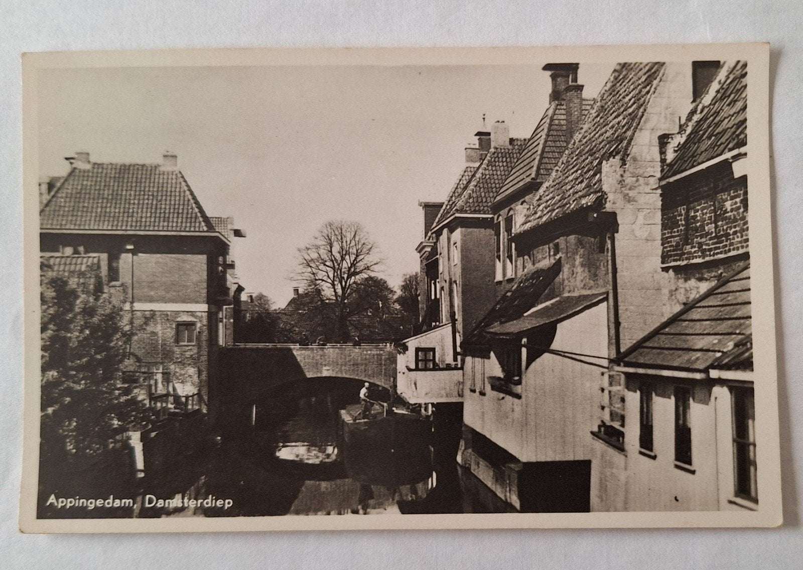 Oude Ansichtkaart Appingedam Damsterdiep 1941, Ophalen of Verzenden, 1940 tot 1960, Gelopen, Groningen