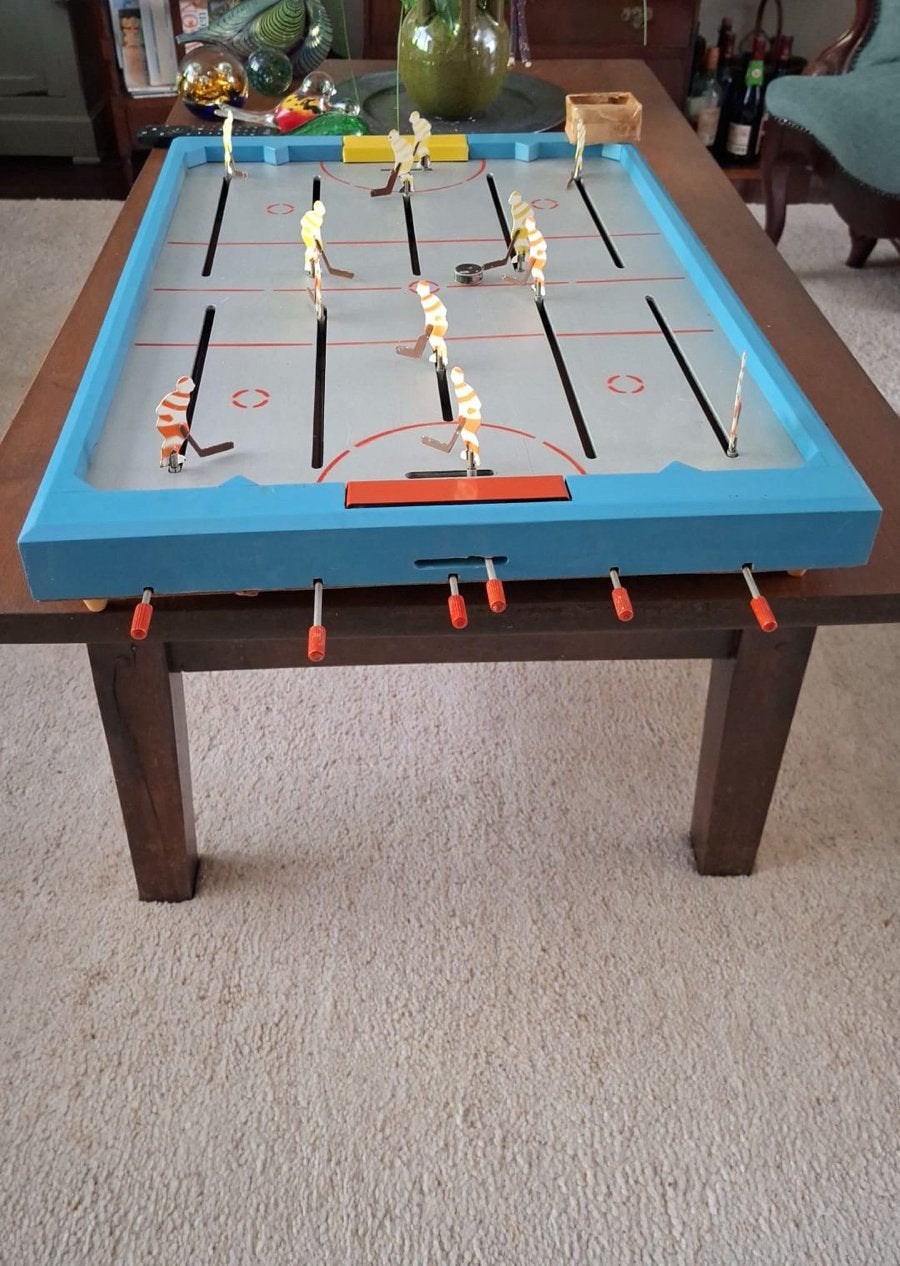 Vintage Houten Hockey Spel met Metalen Spelers, Hobby en Vrije tijd, Ophalen of Verzenden, Gebruikt