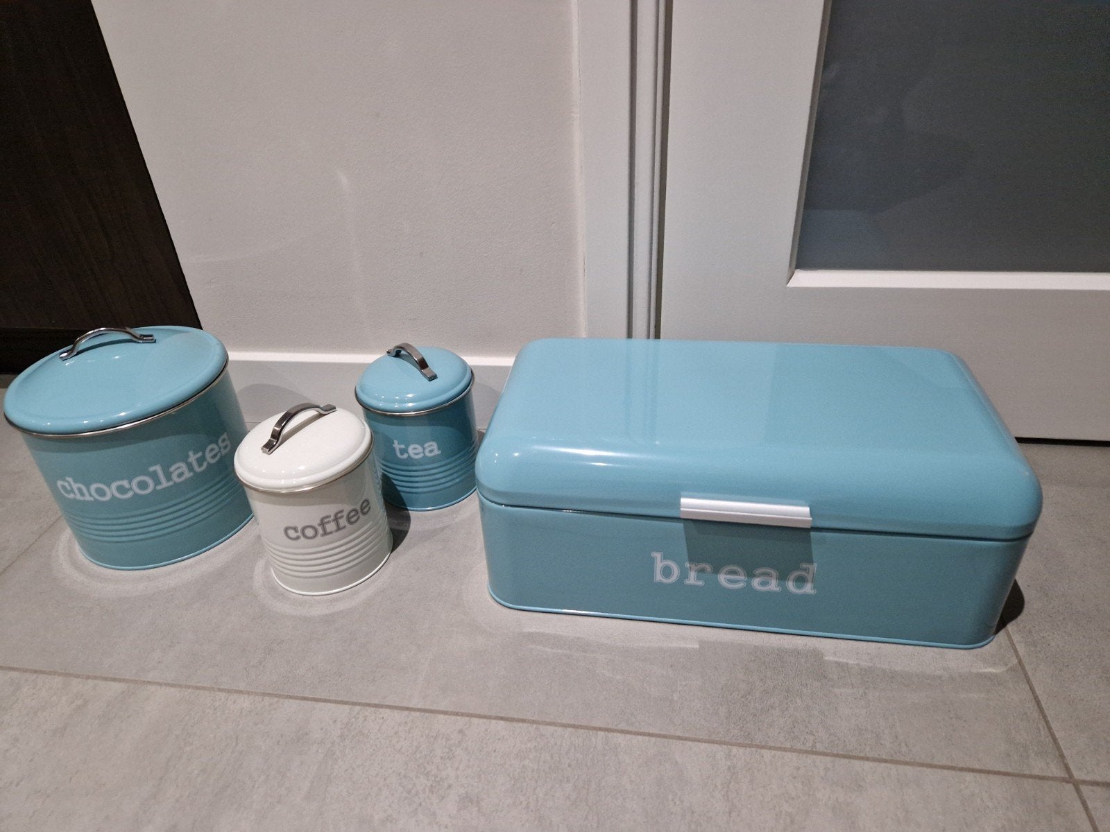 Vintage Broodtrommel & Voorraadblikken Set - 4 Stuks, Ophalen