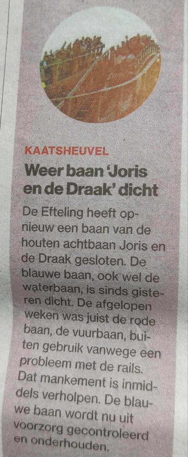 Efteling Krantenartikel Joris en de Draak, Ophalen of Verzenden, 1980 tot heden, Nederland, Knipsel(s)