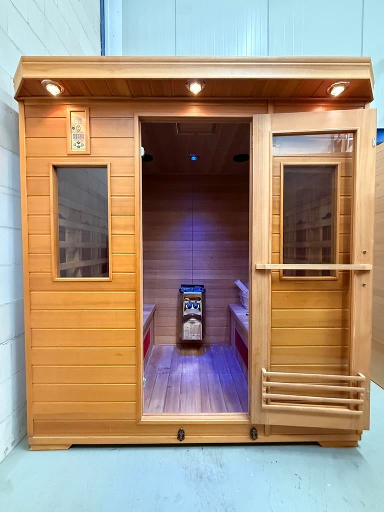 Combi Sauna - Infrarood + Fins | Gratis Bezorging & Montage, Ophalen of Verzenden, Zo goed als nieuw, Fins of Traditioneel, Complete sauna