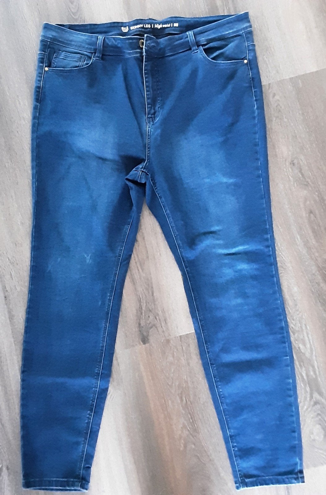 Donkerblauwe jeans skinny leg high waist MS mode maat 52, Kleding | Dames, Blauw, Ophalen of Verzenden, Zo goed als nieuw, MS Mode