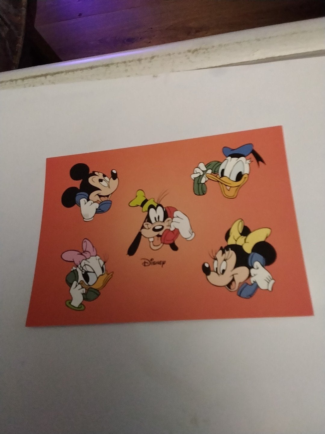 Disney ansichtkaart Mickey, Donald, Goofy, Minnie, Katrien, Ophalen of Verzenden