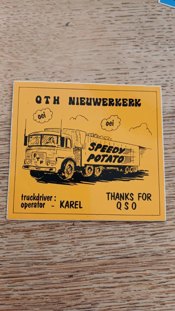 Sticker QTH Nieuwerkerk, piraat zender Speedy Potato, Karel, Ophalen of Verzenden, Zo goed als nieuw