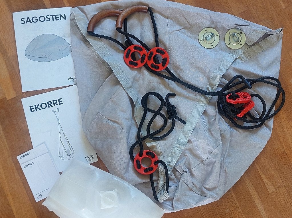 Ikea Ekorre hangstoel + ringen + luchtkussen, Ophalen of Verzenden, Zo goed als nieuw