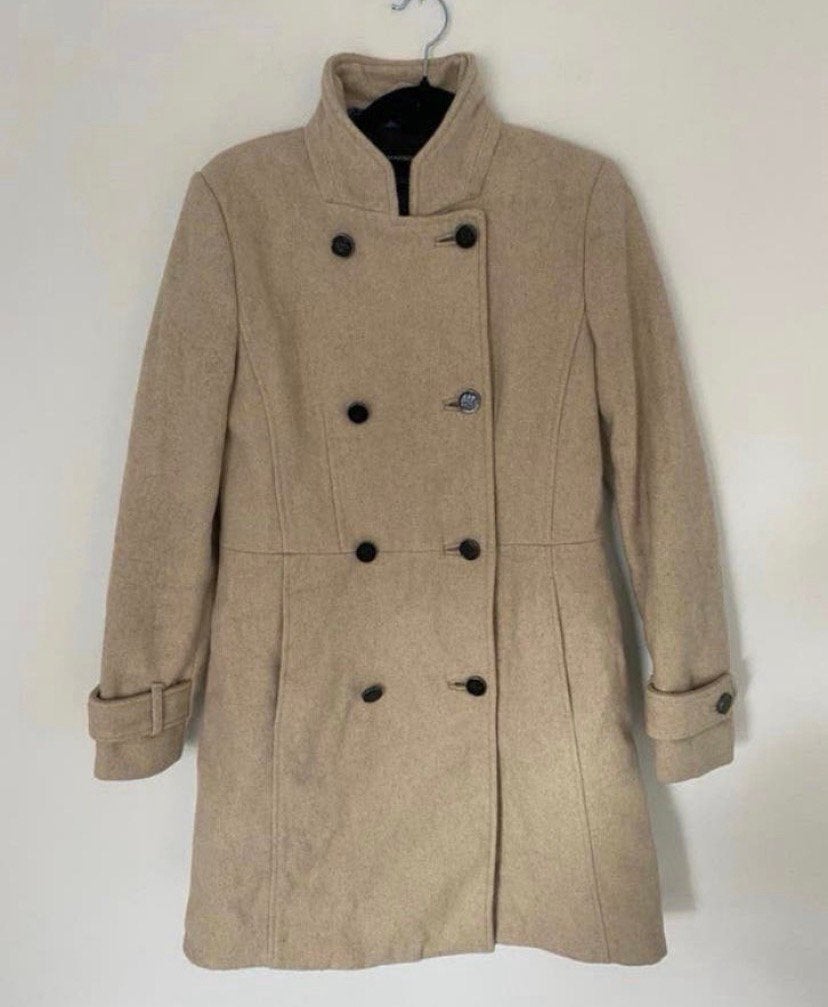 winterjas dames. Maat s / mango, Mango, Verzenden, Beige, Zo goed als nieuw