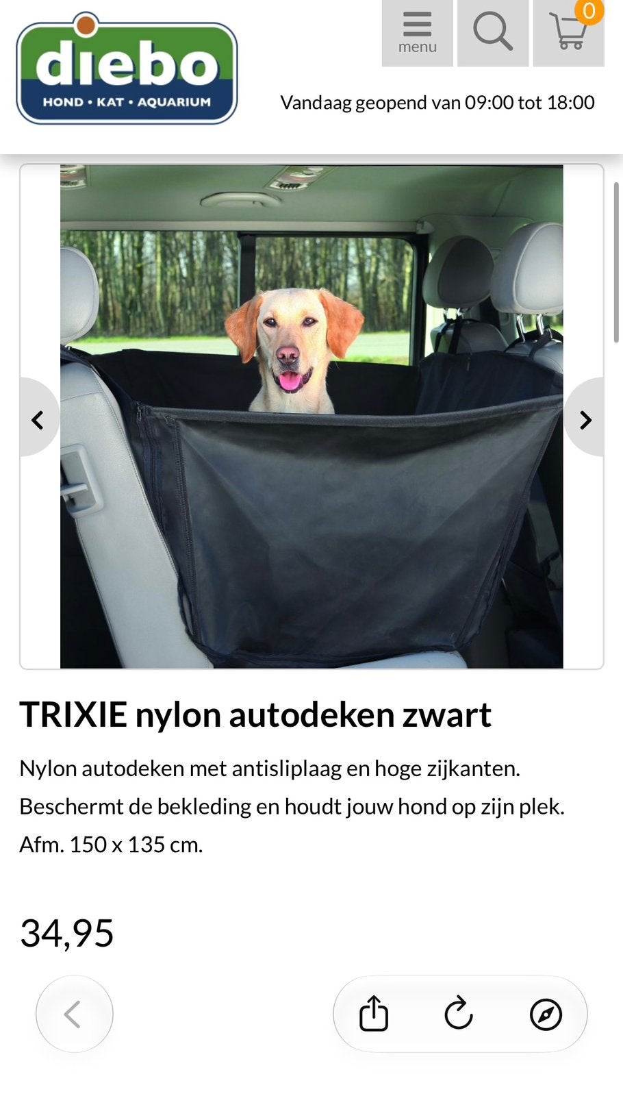 Trixie nylon autodeken NIEUW zonder doos, Dieren en Toebehoren, Ophalen of Verzenden, Nieuw