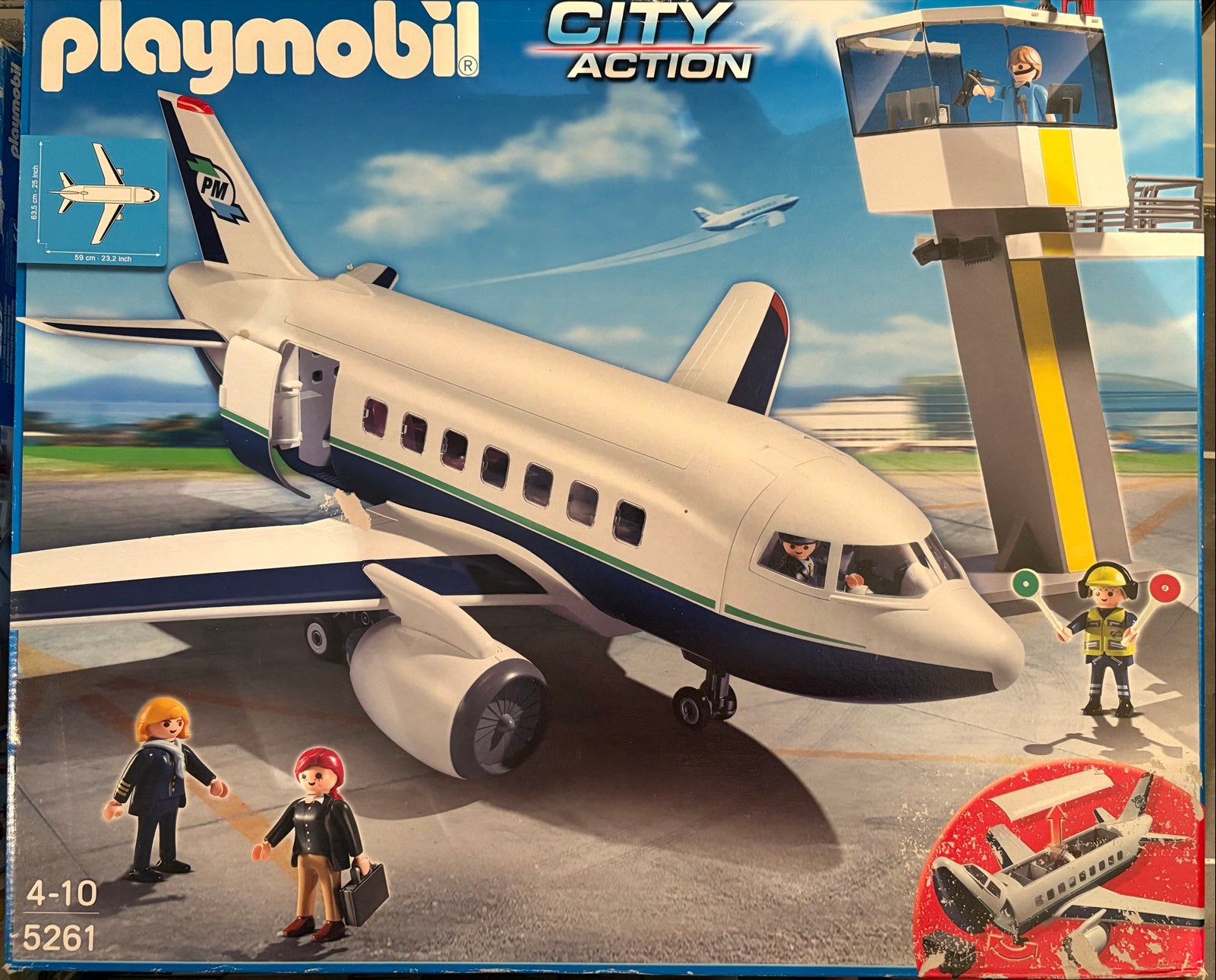 Playmobil City Action 5261 Vliegtuig en Verkeerstoren, Ophalen, Gebruikt, Complete set, Voertuig