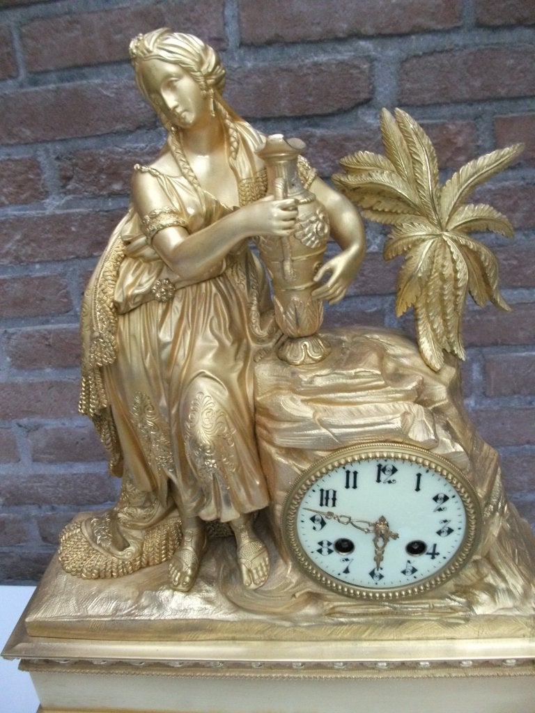 Franse Pendule vuur verguld, uit 1827, Antiek en Kunst, Antiek | Klokken, Ophalen of Verzenden