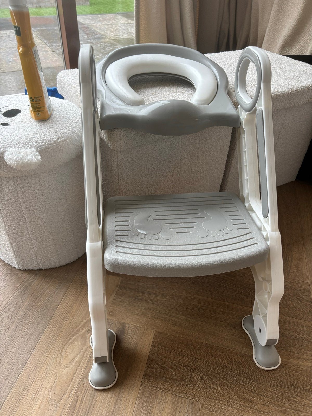 Kinder toiletbril met opstapje - Grijs/Wit, Ophalen, Zo goed als nieuw