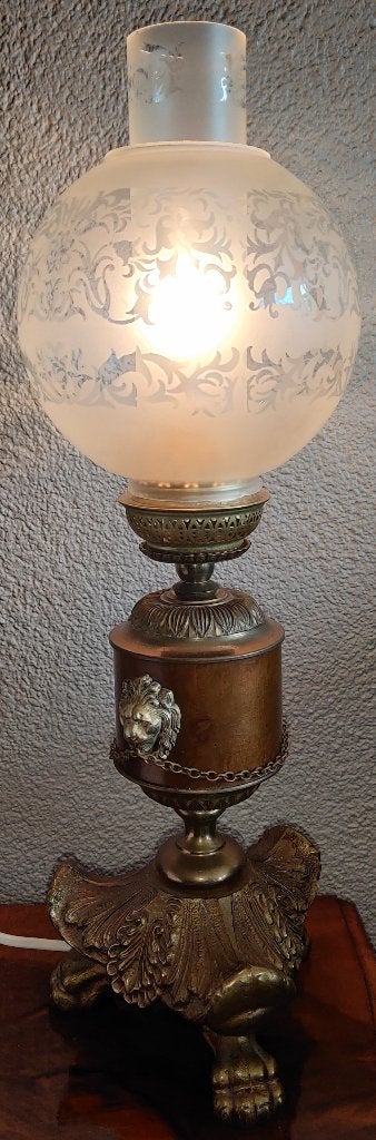 Antieke Franse Napoleon III lamp messing, Ophalen