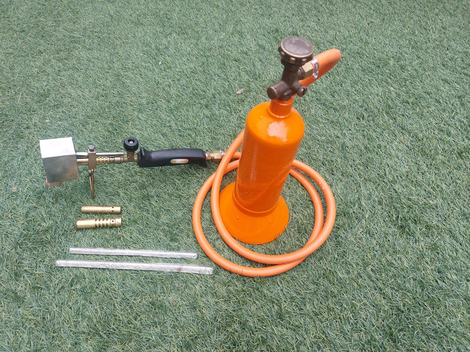 Soldeerbrander met extra soldeerbout voor zink en 2 branders, Ophalen of Verzenden, Minder dan 150 ampère, Overige typen