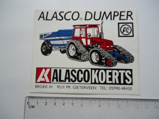sticker oud Volvo BM Valmet 2105 Alasco Koerts gieterveen, Verzenden, Zo goed als nieuw, Bedrijf of Vereniging