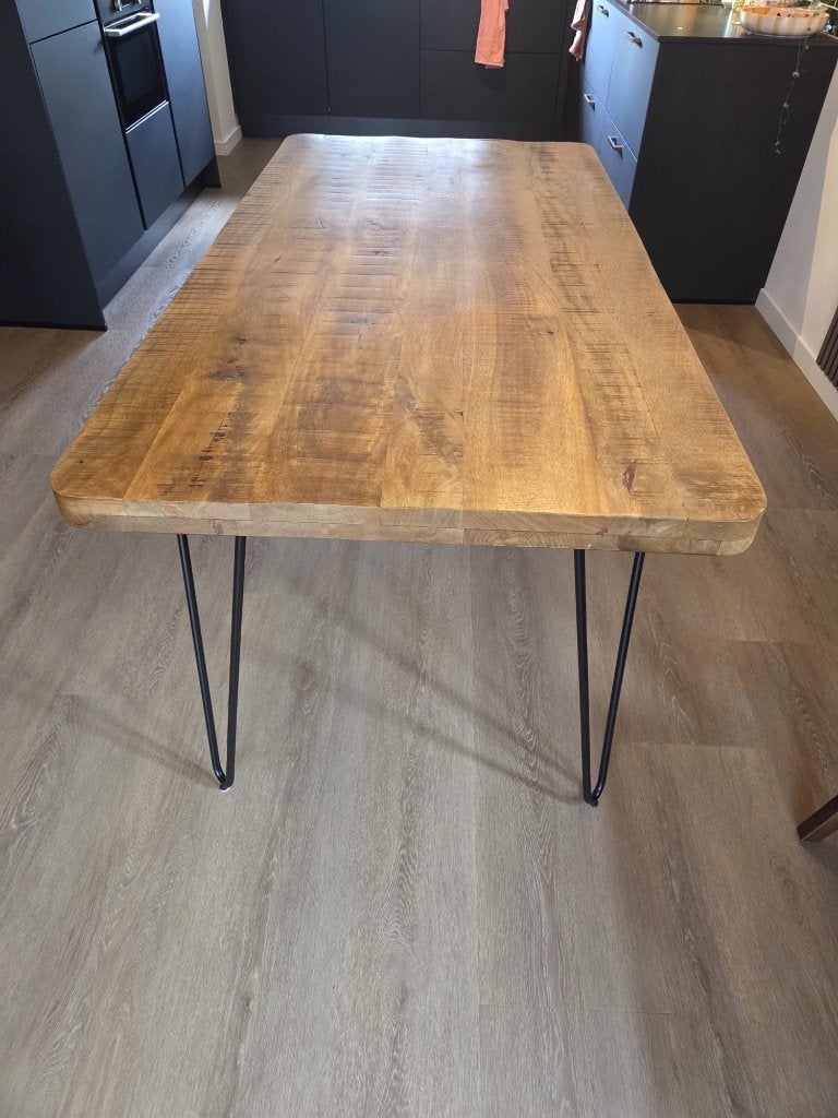 Robuuste mango houten eettafel, Huis en Inrichting, Tafels | Eettafels, Ophalen, 50 tot 100 cm, Zo goed als nieuw, 150 tot 200 cm