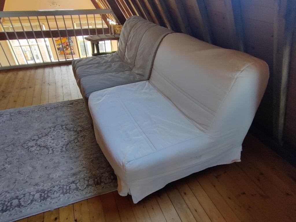 2x1 persoons slaapbank IKEA, Ophalen, Beige, Tweepersoons, 190 cm of minder