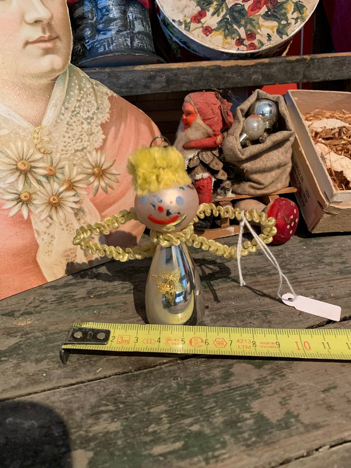 Vintage Kerstengel Ornament - Handgeschilderd Glas, Ophalen of Verzenden