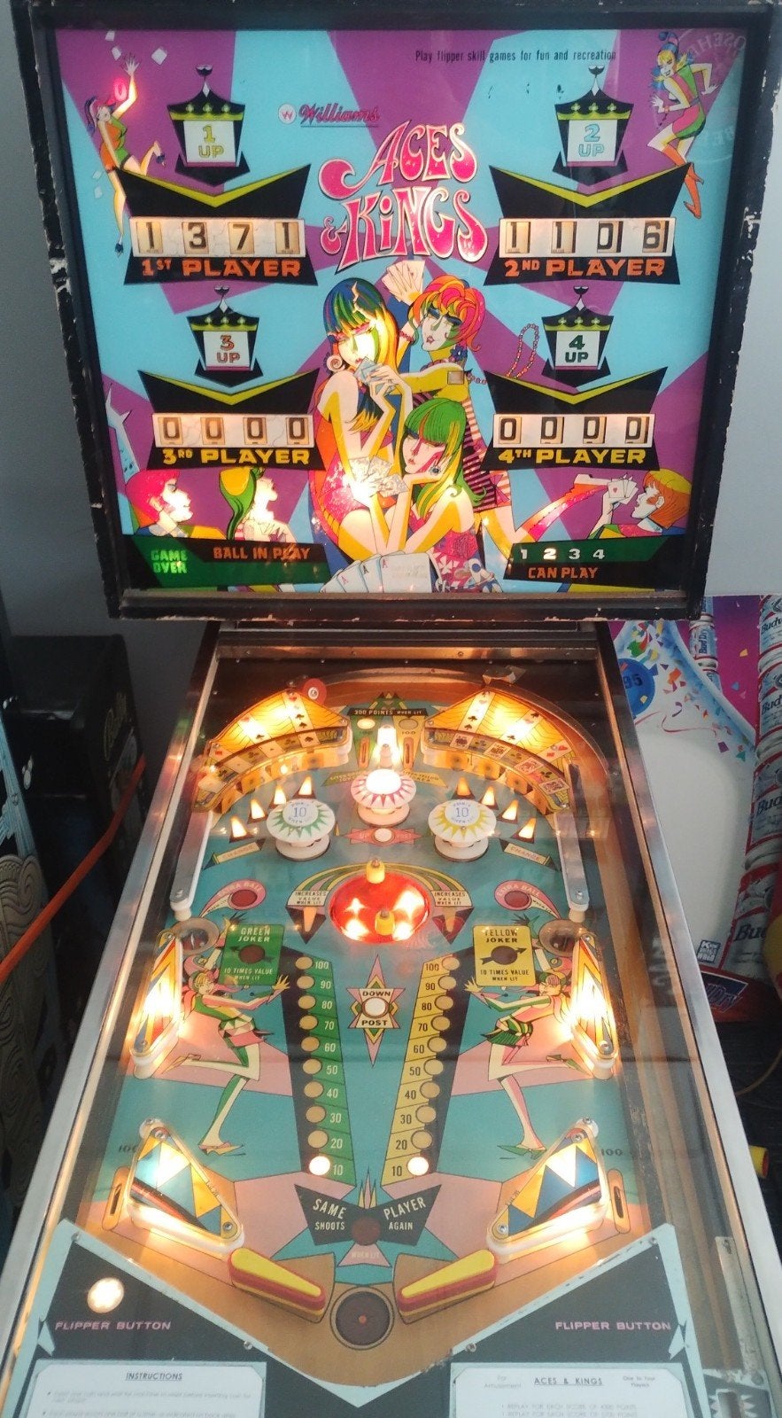 Williams Aces & Kings flipperkast, Verzamelen, Automaten | Flipperkasten, Gebruikt, Mechanisch, Ophalen of Verzenden, Williams