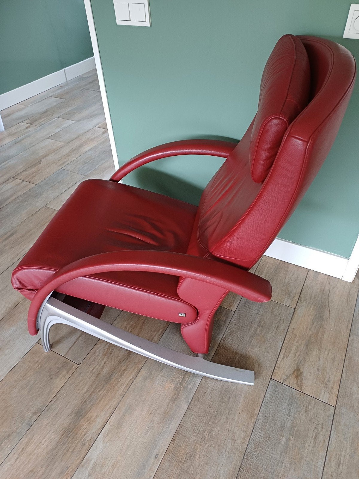 Rolf Benz Fauteuil Model 3100 - Rood Leer, Ophalen, Gebruikt, 75 tot 100 cm, Leer