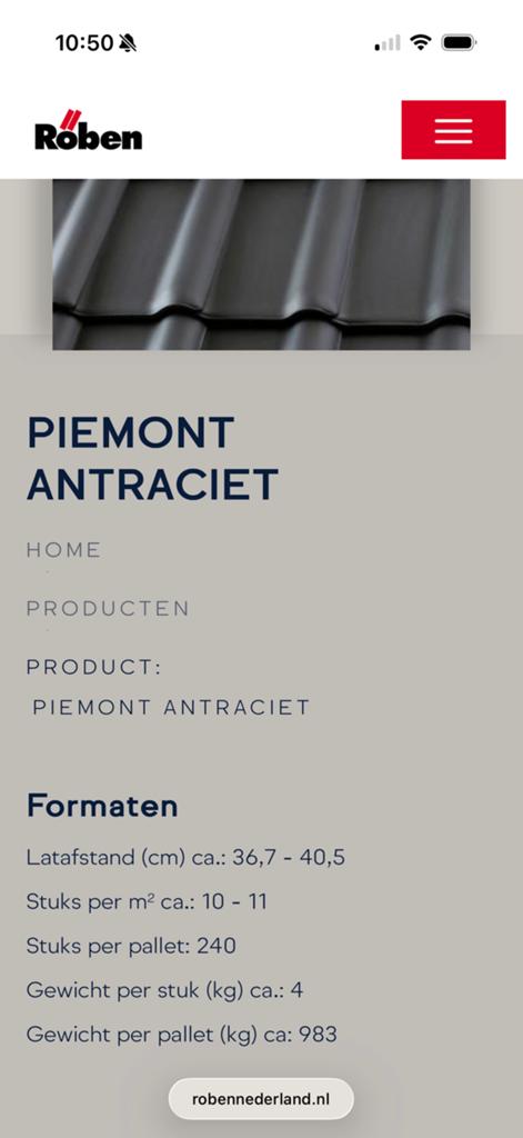 Nieuwe Roben Piëmont dakpannen antraciet, Ophalen of Verzenden, Zo goed als nieuw, Hout