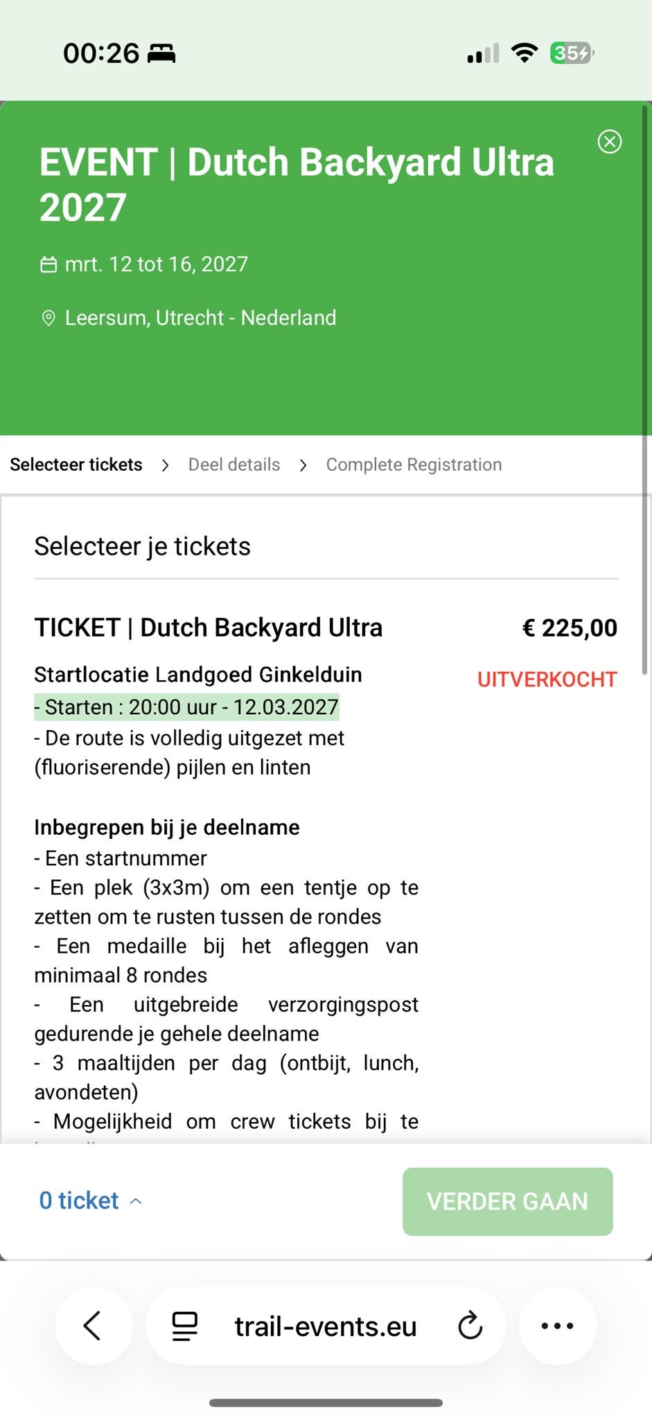 GEZOCHT: kaartje backyard ultra Leersum, Tickets en Kaartjes