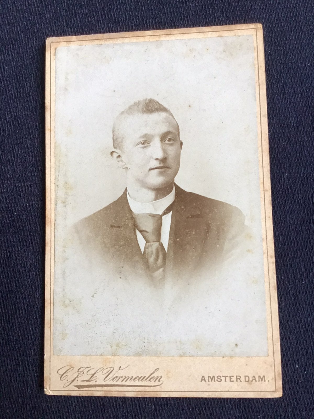 CDV, Jongeman, VERMEULEN, AMSTERDAM, Carte de Visite, Ophalen of Verzenden, Voor 1940, Gebruikt, Foto