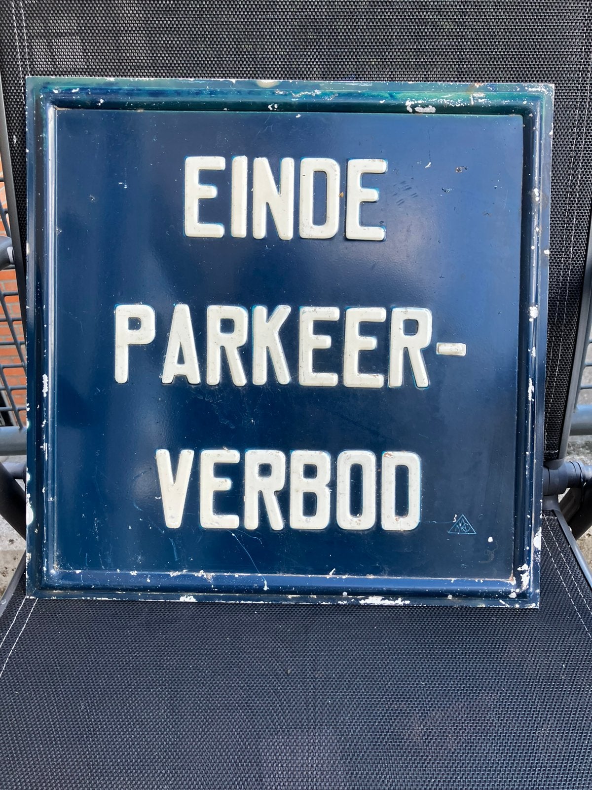 Oud verkeersbord: “Einde parkeerverbod”, Ophalen of Verzenden, Zo goed als nieuw