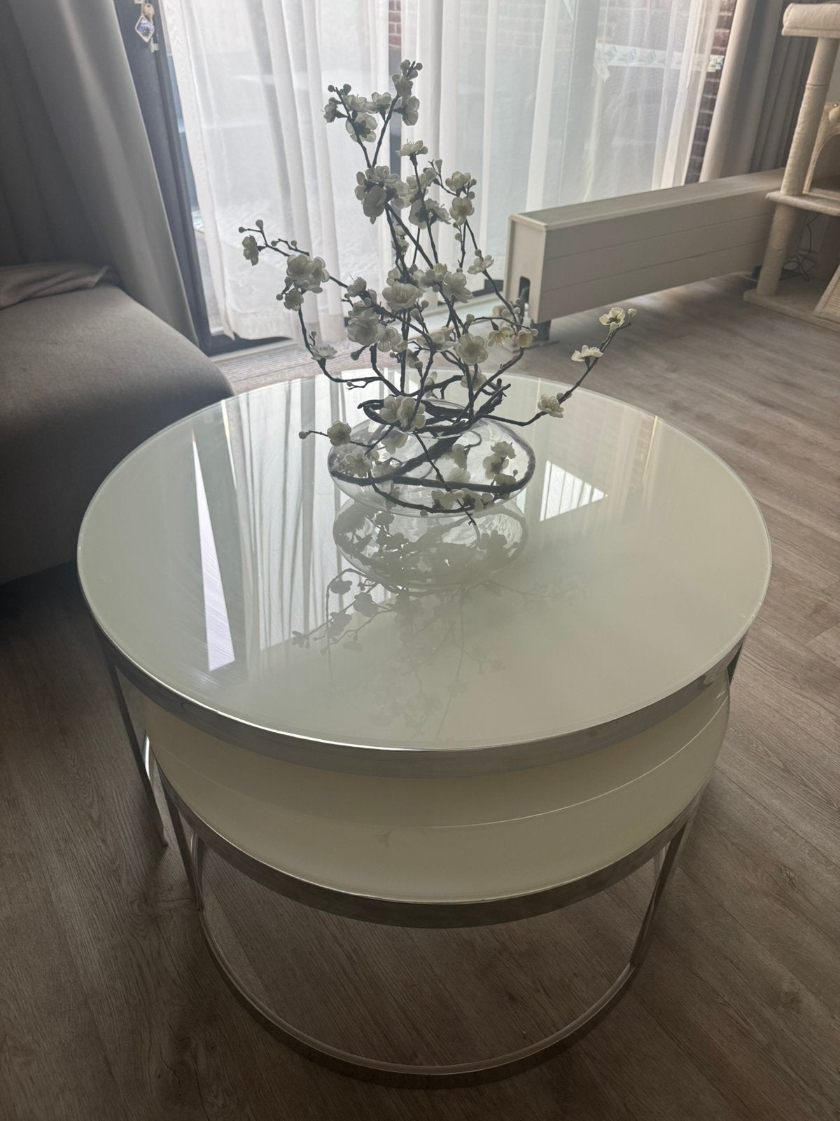 Mooie tweedelige witte salontafel, Ophalen, 100 tot 150 cm, 50 tot 100 cm, Rechthoekig