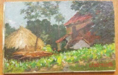 schilderij olieverf Hutois Albert Warmotte (1902-1977) Piron, Ophalen