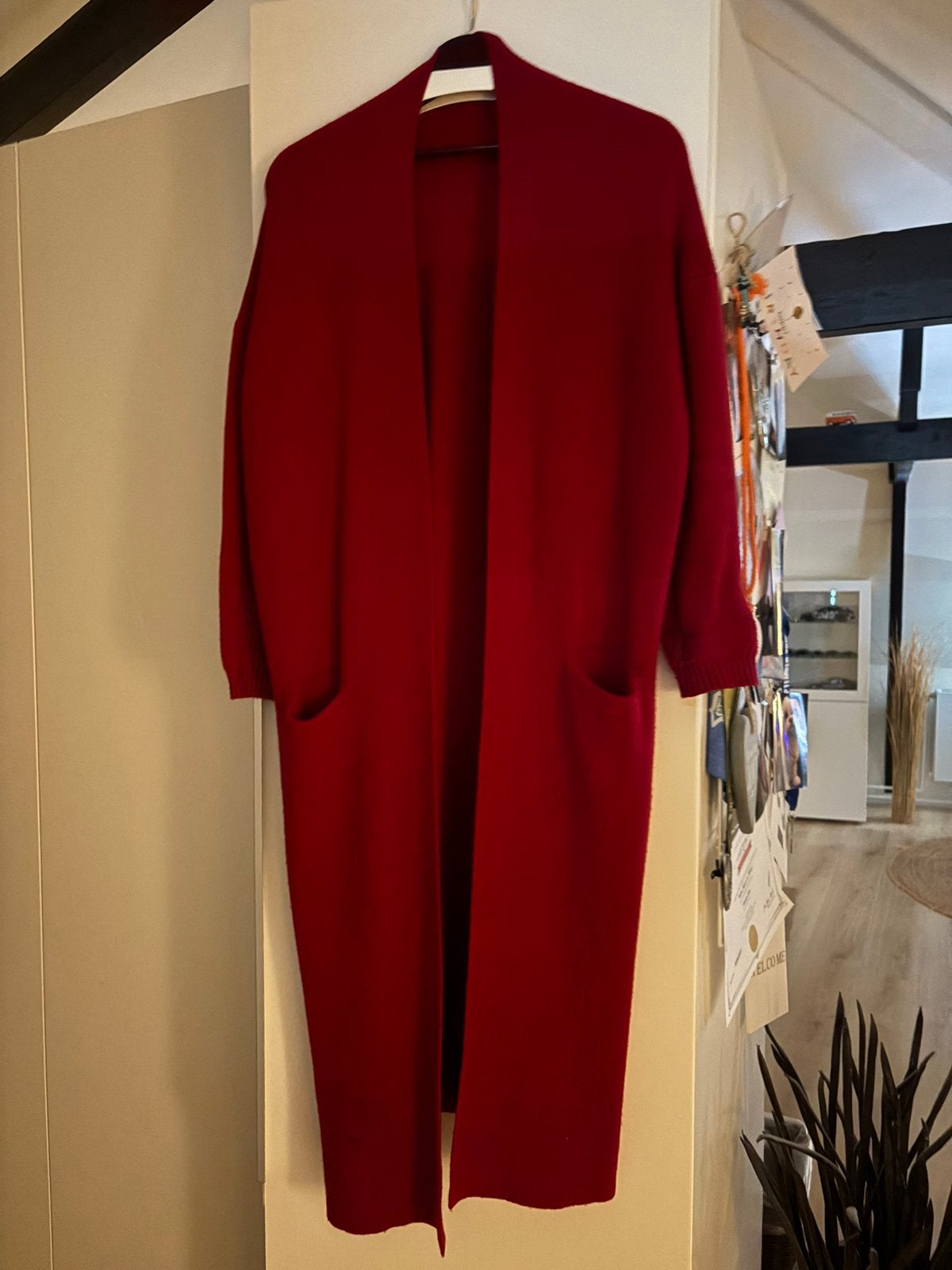 Lang vest, wijnrood, Ophalen of Verzenden, Zo goed als nieuw, Rood