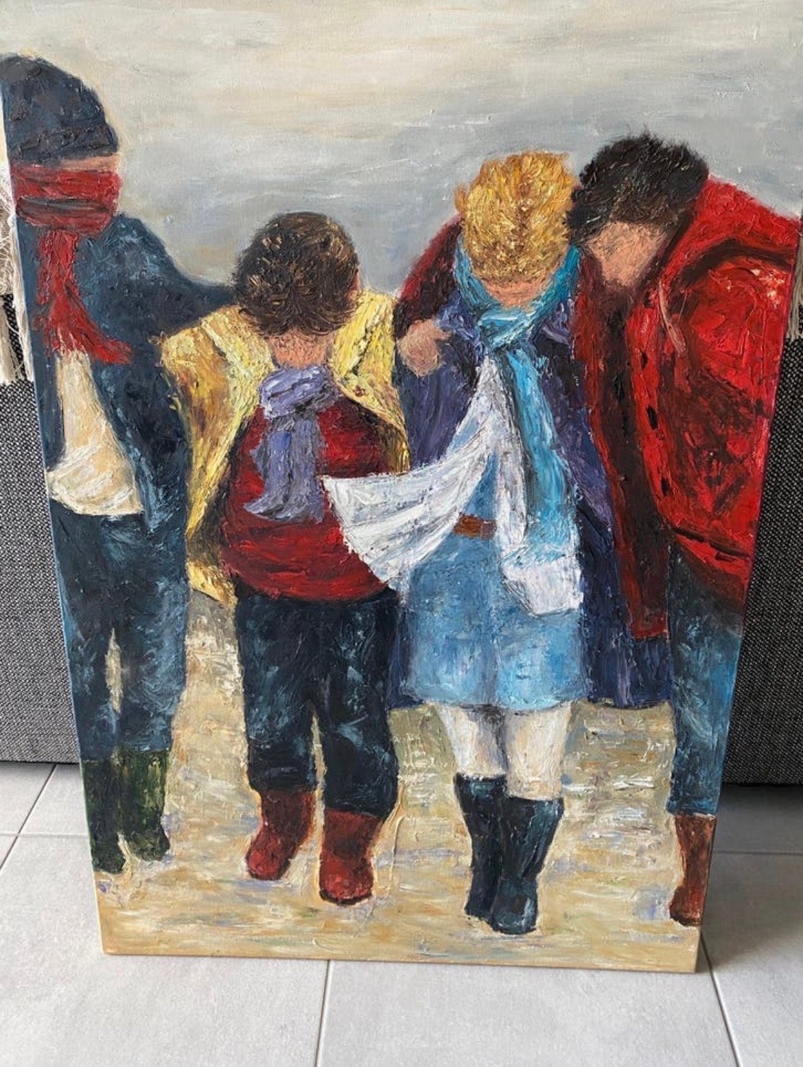 Schilderij 'Vrienden' - Olieverf op doek, 70x100 cm, Ophalen