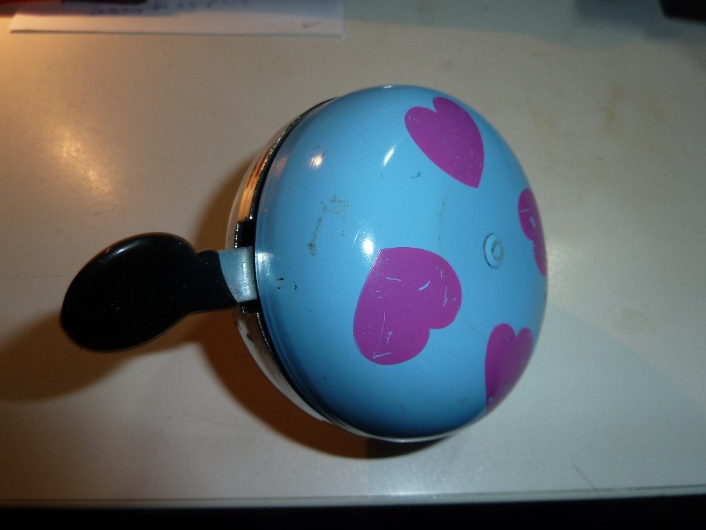 Fietsbel groot model blauw met vier hartjes, Ophalen of Verzenden, Zo goed als nieuw