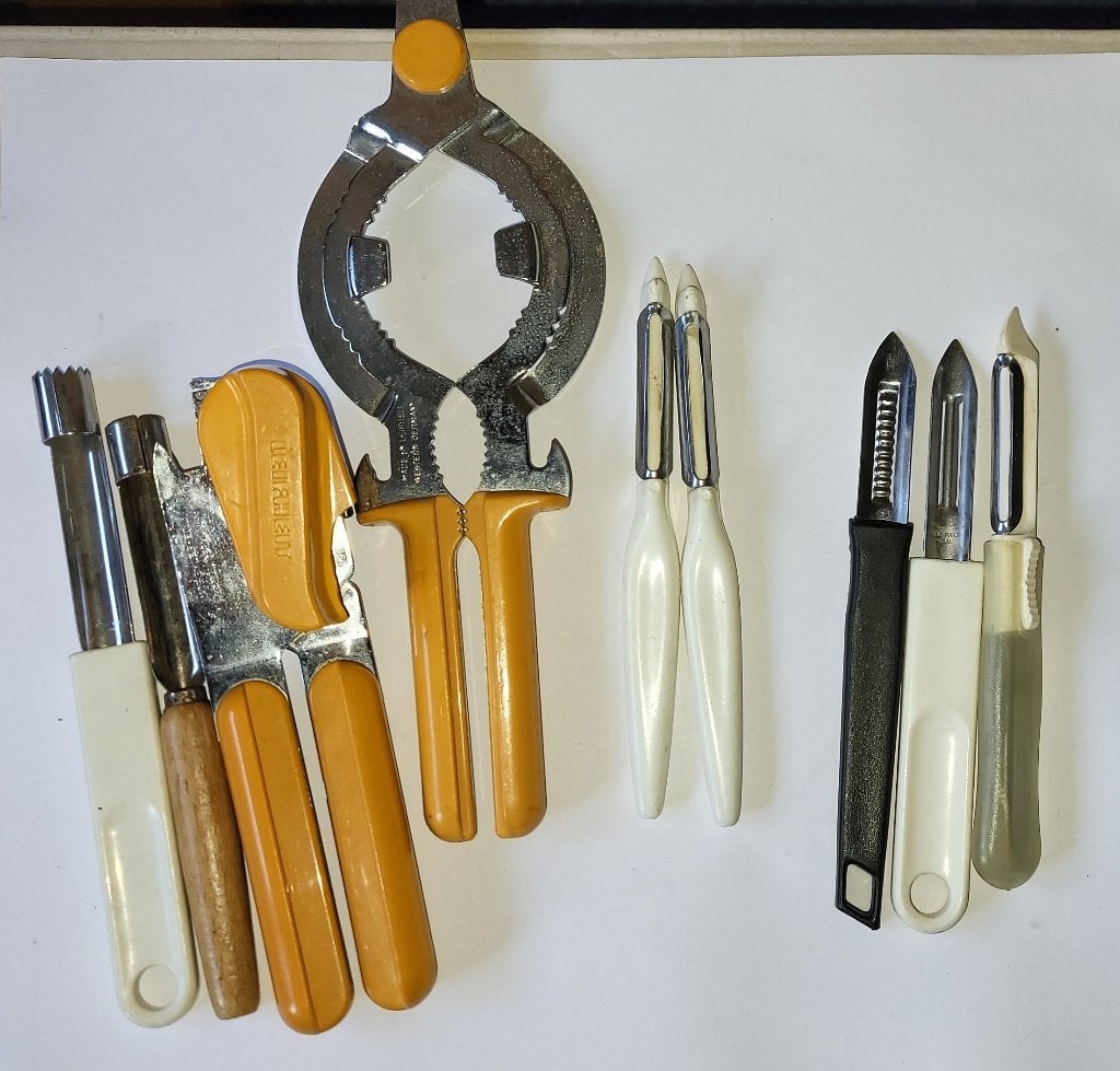 Flessenopener Vintage Blikopener Knoflookpers Bestek borden, Ophalen of Verzenden, Rvs of Chroom
