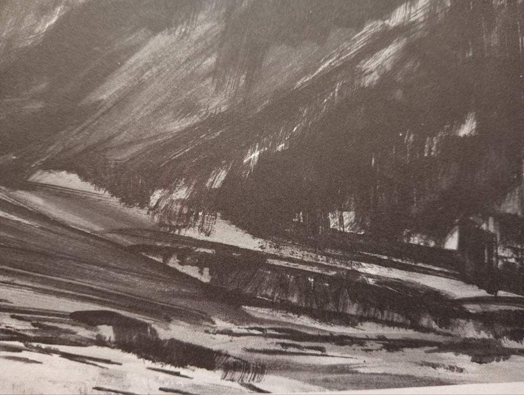 Landschap offset prent 20e eeuw., Antiek en Kunst, Ophalen of Verzenden