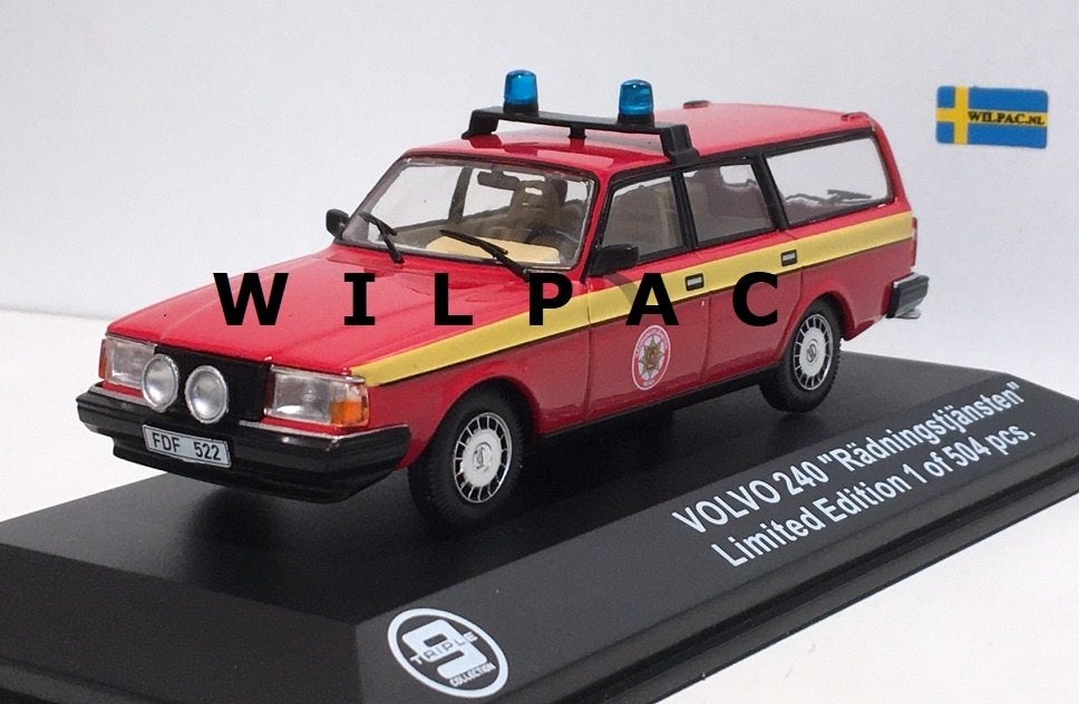Volvo 245 240 Estate. Reddingsbrigade Mora Triple 9 in 1:43., Ophalen of Verzenden, Nieuw, Auto, Overige merken
